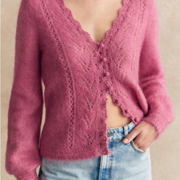 Sezane Angelo cardigan in Peony - Picture 1 of 6